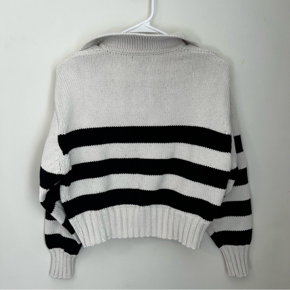 Quince 100% Cotton Cropped Polo Striped Sweater - Picture 4 of 6